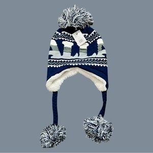 NWT Dallas Cowboys Stocking Cap w/Ear Coverage, Pom on Top, & Ties